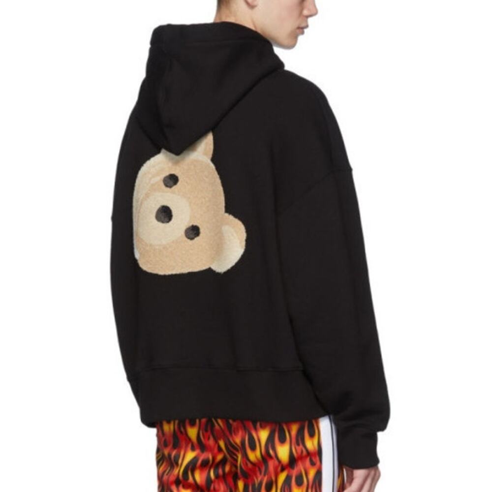 Palm Angels Black Big Bear Hoodie French Terry Sweatshirt Head Men Small
